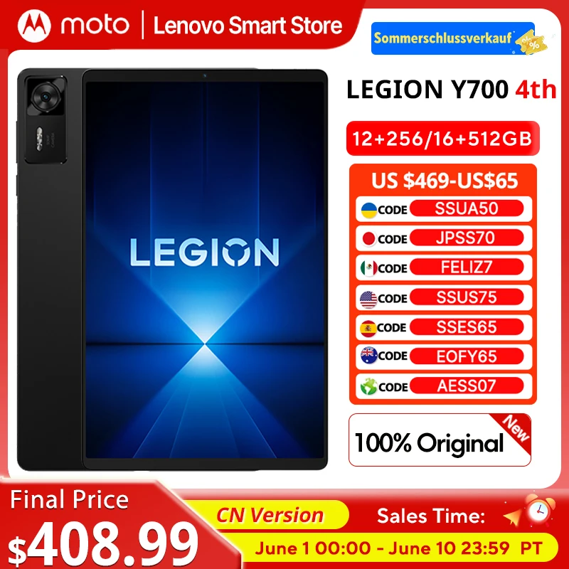 2025 New Lenovo LEGION Y700 4th Gen Gaming Tablet Snapdragon 8 Elite 256GB 512GB 8.8" 3040x1904 165Hz Screen 7600mAh Android Tab