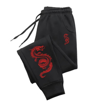 Red Dragon Design Joggers Warm Pocket Pants Woman Autumn Fashion Women'S Pant Warm Drawstring Woman Clothing