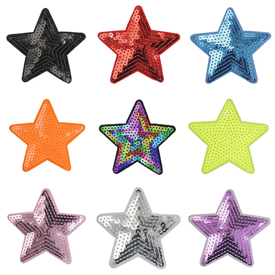 1X Sequin Star Patches For Clothing Thermoadhesive Iron On Patch T-Shirt DIY Sewing Clothes Applique Badges Stickers Accessories