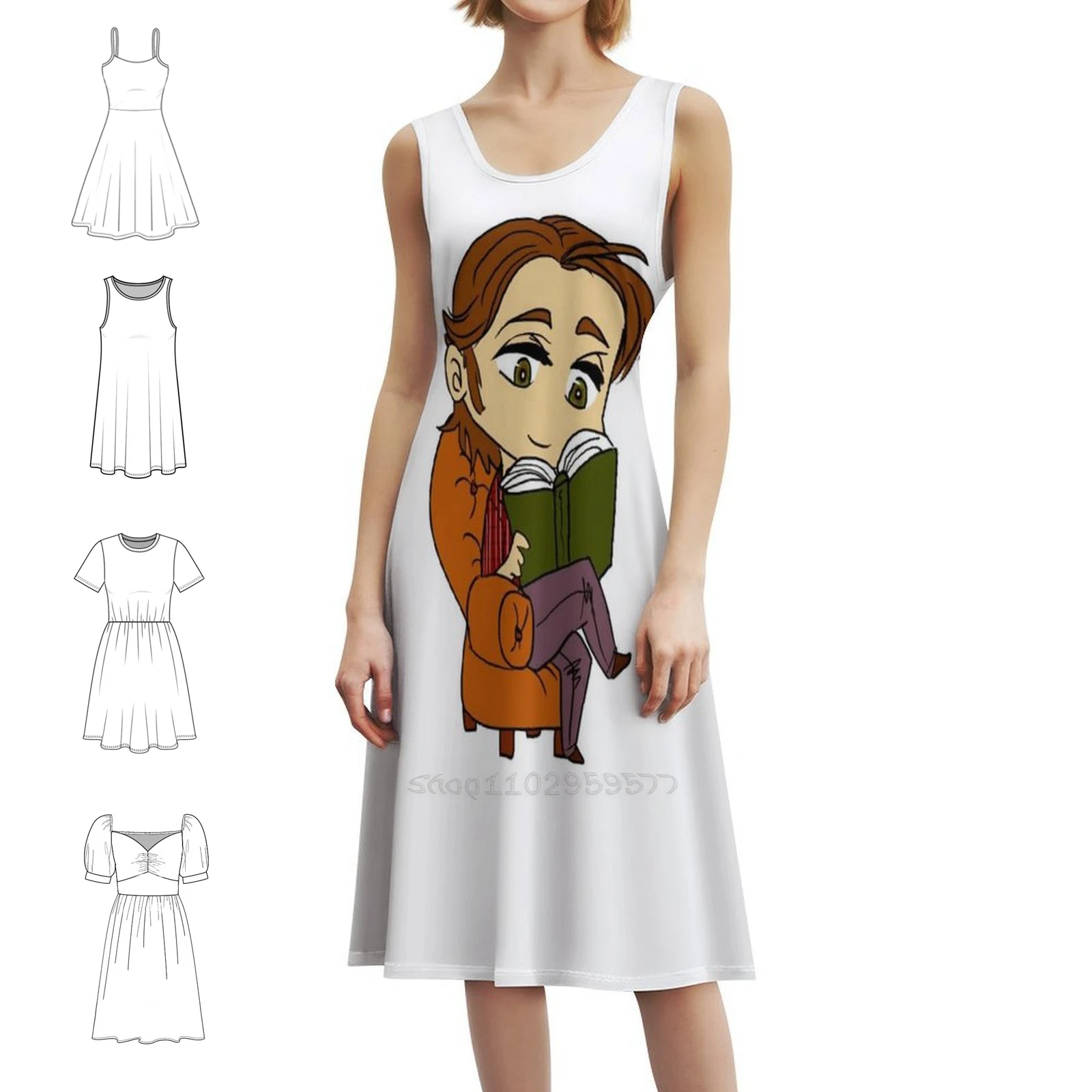 

Chibi Sam Winchester Reading Повседневное платье в корейском стиле для женщин Простые повседневные офисные женские платья Chibi Sam Winchester