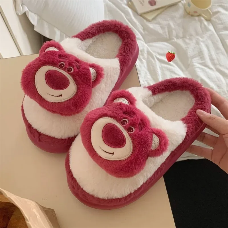 Cartoon Disney Lotso cute men and women winter soft, comfortable, non-slip, skin-friendly and warm home couple cotton slippers