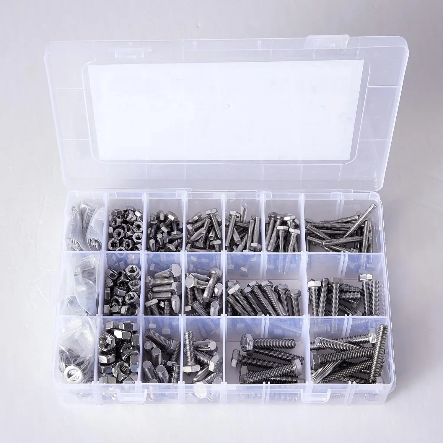 

Набор из 640 винтов M4, M5, M6 с шестигранной головкой, гаек, плоских и стопорных шайб, нержавеющая сталь, полнорезьбовые, с глянцевой отделкой