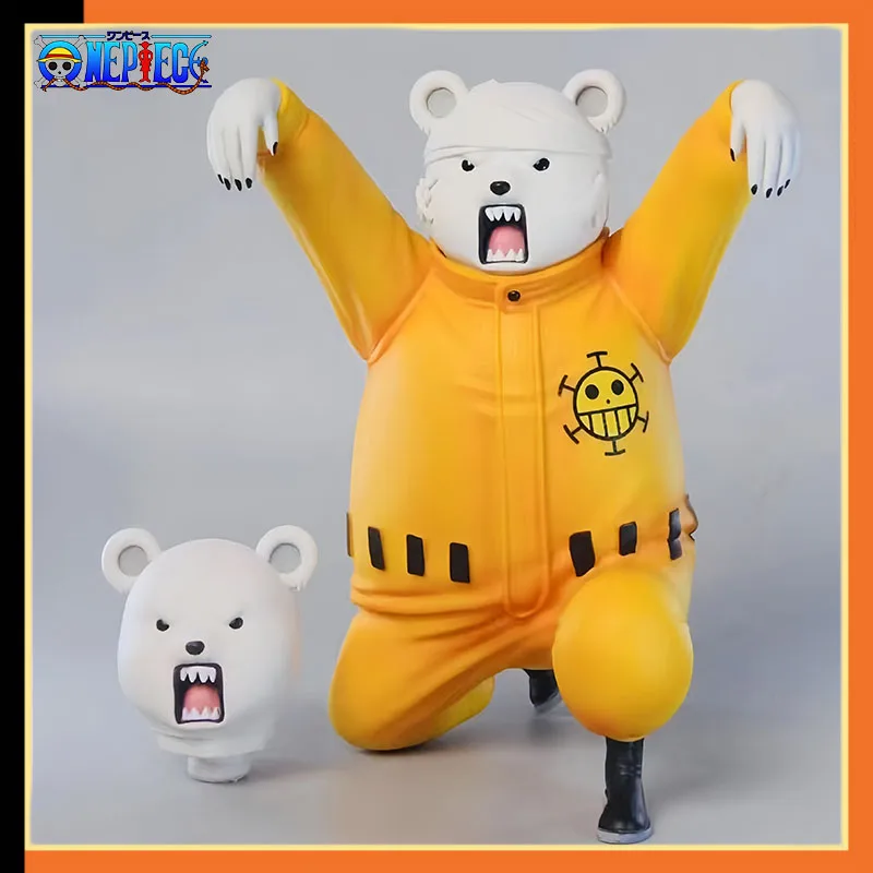 One Piece Gk Kungfu Bepo Bear Q-version Double Head Replaceable Bepo Bear Handmade Model Anime Model Toys Gift