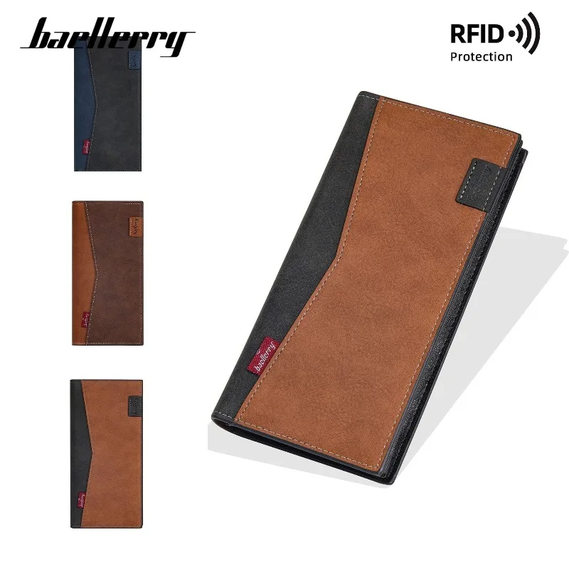 Baellerry Men's Wallet Vertical Multi Card Long Wallet Driver's License Change Bag Card Bag for Man Gift