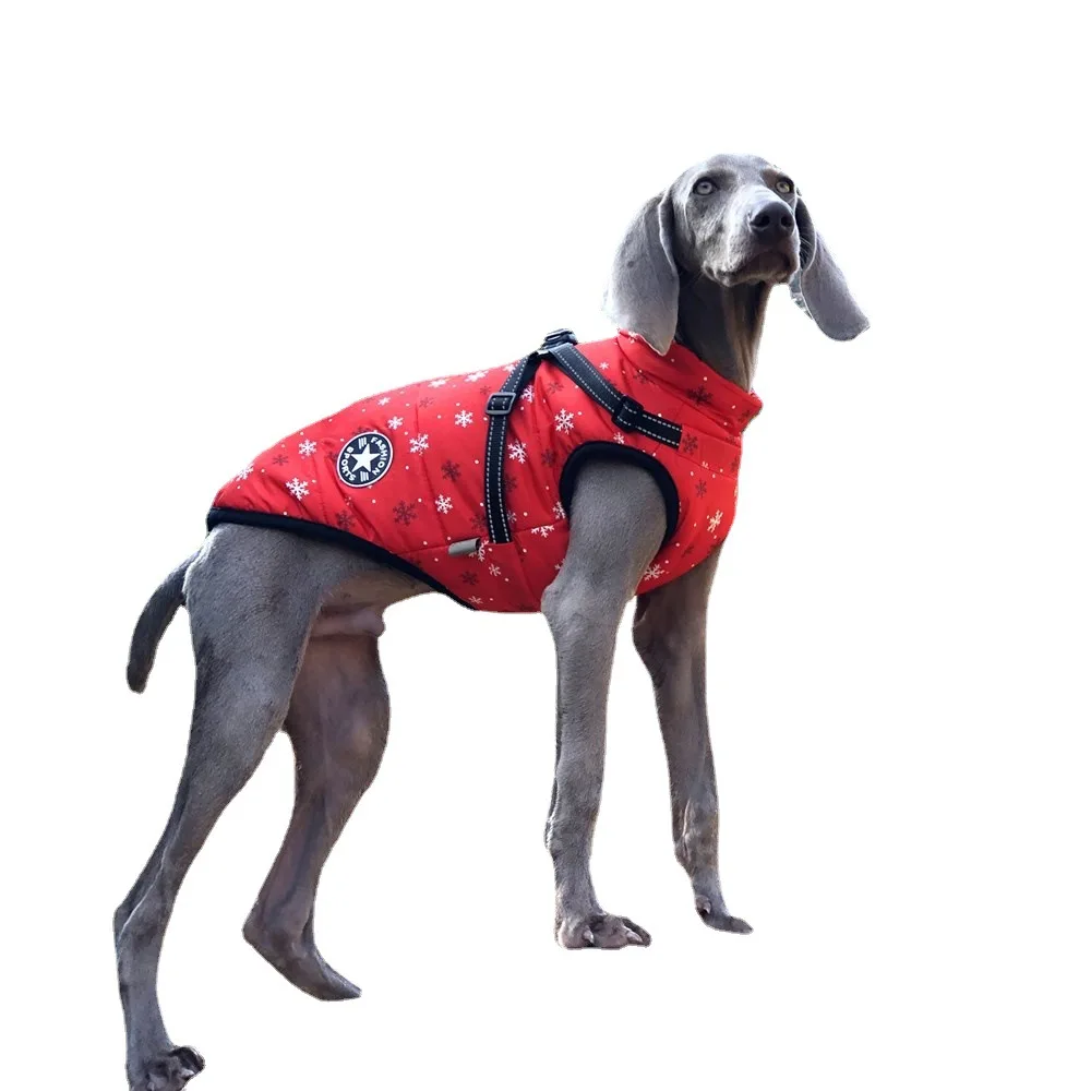 

Dog Coat Winter Super Warm Snowflake Jacket Thicker Cotton Coat Waterproof For Medium Large Dogs Yorkshire Outfit (Red,5XL)