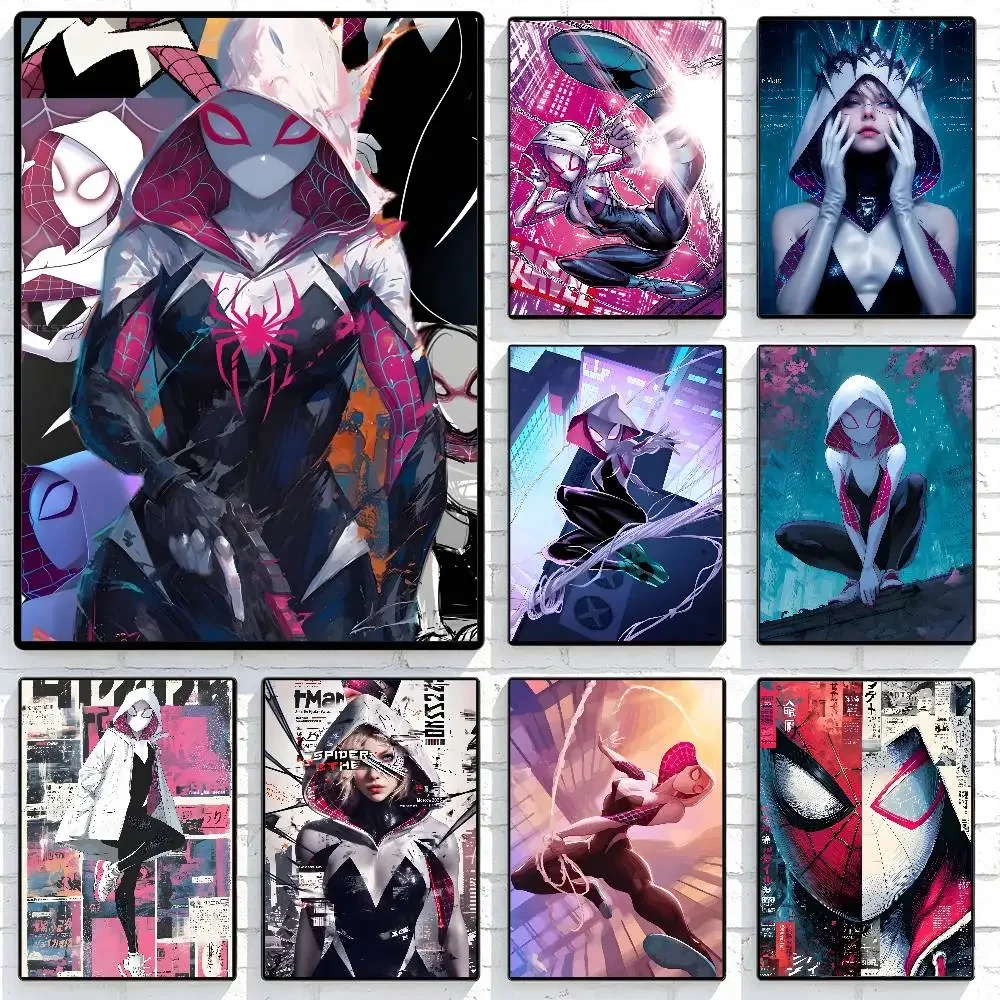 Beautiful Spider Girl Cool Girl G-Gwen Fashion Poster Art Canvas Prints Painting Wall Art Pictures for Living Room Decoration
