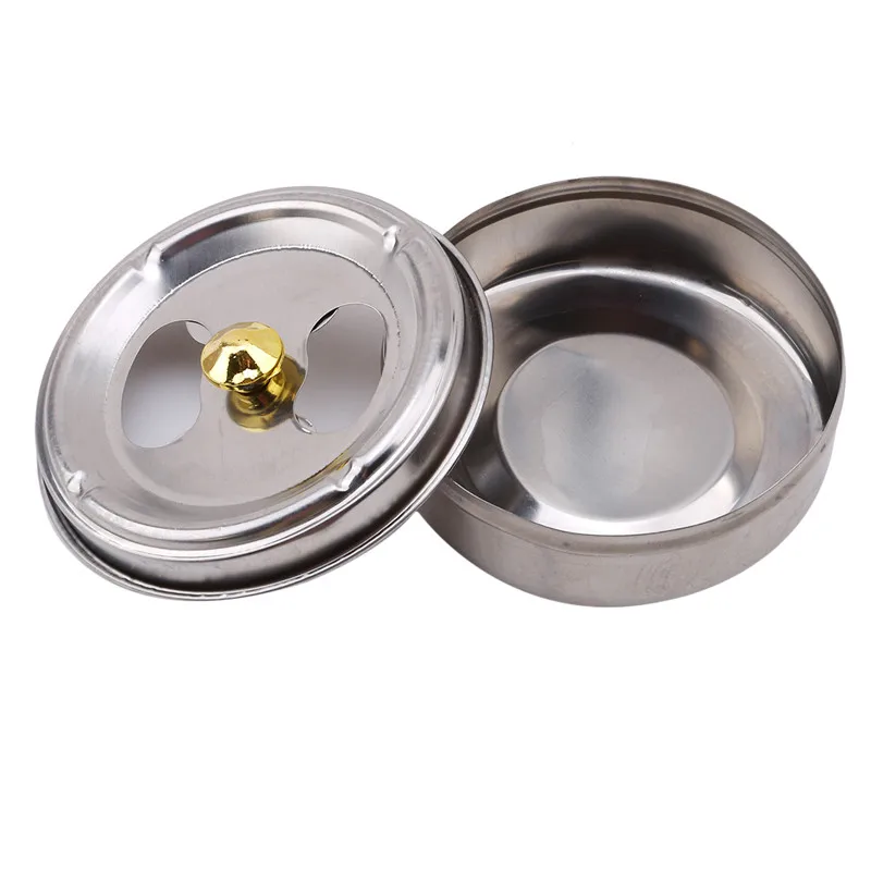 Round Spinning Ashtray with Cover Smoking Accessories Portable Stainless Steel Ashtray Lid Rotation Fully Enclosed Home Gadgets