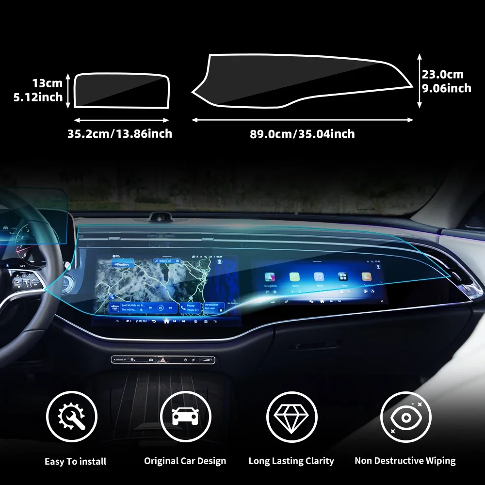 

Full coverage screen protector kit for Mercedes-Benz E-Class W214 2024-2025 models, dashboard and interior accessories.