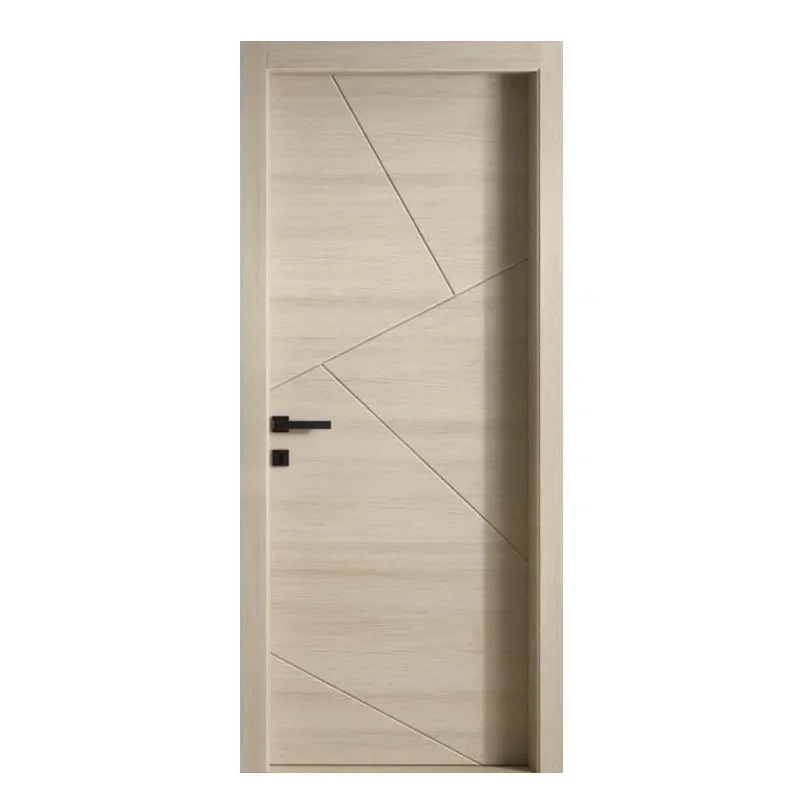 Simple wooden door design solid MDF white oak wood bedroom inner pre hung door wood doors