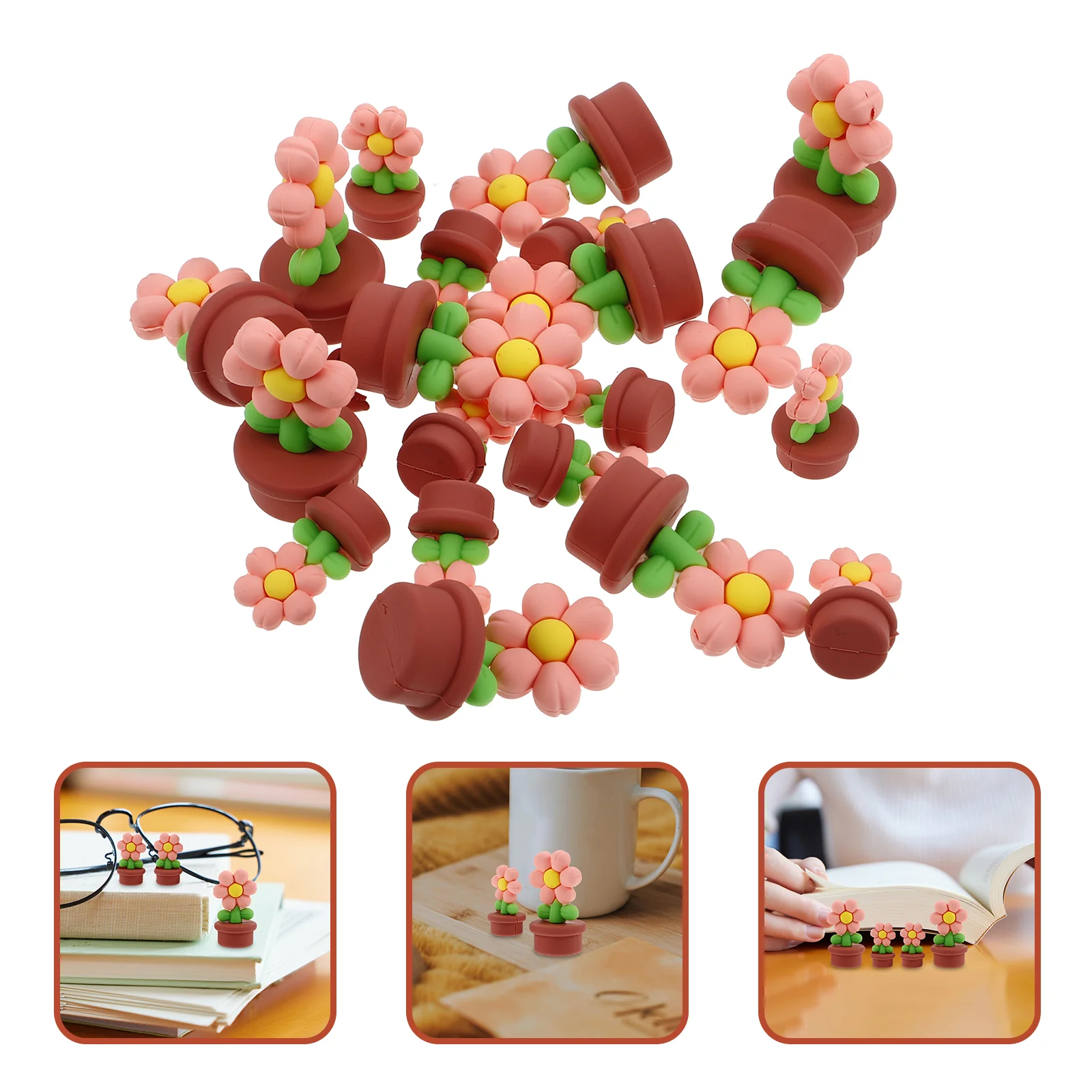 

20 Pcs Small Flower Potted Plant Dollhouse Artificial Flowers Mini Miniature Plants Tiny Decorations Pots