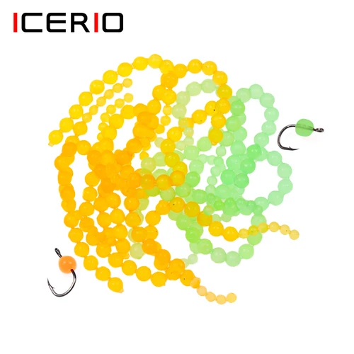 ICERIO 현실적인 부드러운 연어 알, 송어 물고기 노루 미끼, 플라이 묶는 재료, 야광 녹색 오렌지, 3.5mm, 5.5mm 