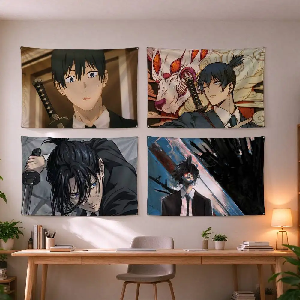 Chainsaw Man Aki Hayakawa  Flags Wall Hanging Tapestry Outdoor Garage Room Decorative flag Background Blanket