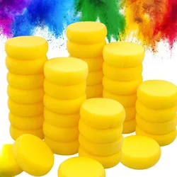 12/24Pcs Paint Sponge Synthetic Sponge 1Inch Thickness Watercolor Round Yellow Sponge for Art Pottery Ceramics Clay Painting DIY
