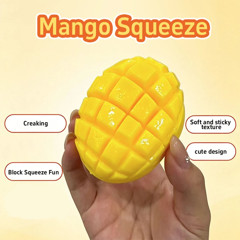 Mango Meat Squishy Stress Ball Fidget Toy Squeeze Fruit Handmade Ball Stress Relieving Toy Round Blocks Filled ASMR Gift Toy