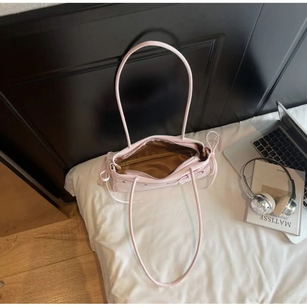 حقيبة يد كاجوال على شكل عصا فرنسية حلوة بشريط على شكل فيونكة ذات سعة كبيرة حقيبة كتف على الطراز الكوري حقيبة إبط فرنسية يوميًا #3