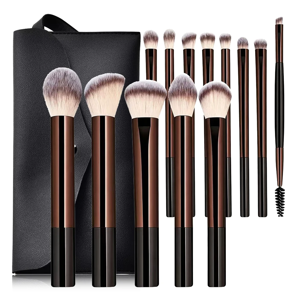 13/14Pcs Makeup Brush Set, Foundation Concealer Powder Eyeshadow Blush Kabuki Blending Cosmetic Tools