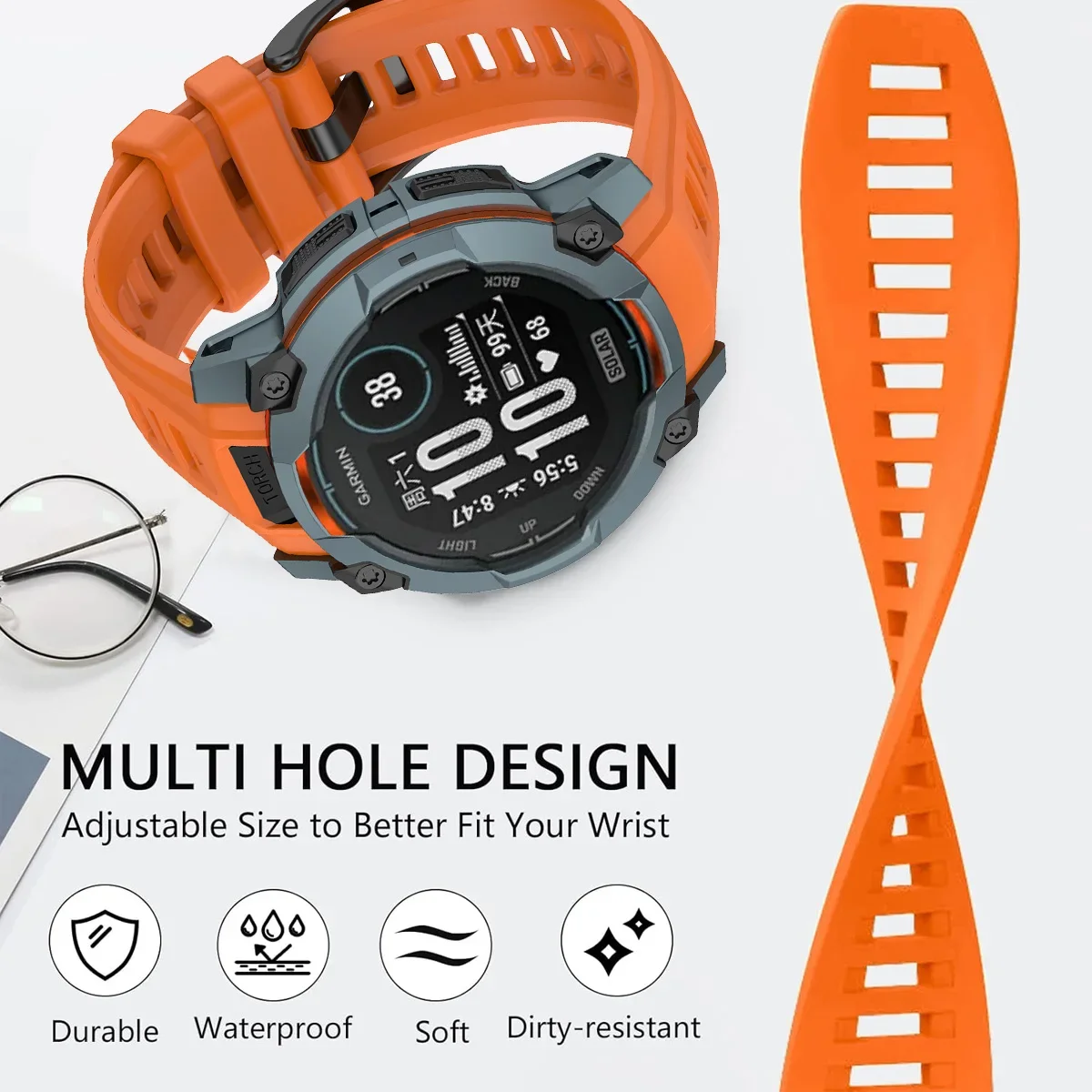 Silikonarmband für Garmin Instinct 3 Amoled 50 mm 45 mm, offizielles Ersatzarmband, Garmin Instinct 3 Solar 45 mm 50 mm Gürtel