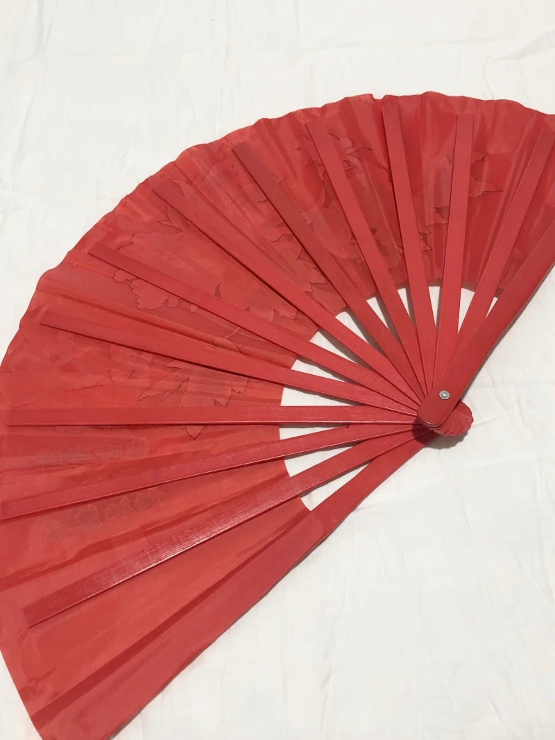 Peony flower tai chi martial arts kung fu bamboo fan right hand martial arts practice training bamboo bone kungfu fan dance fan