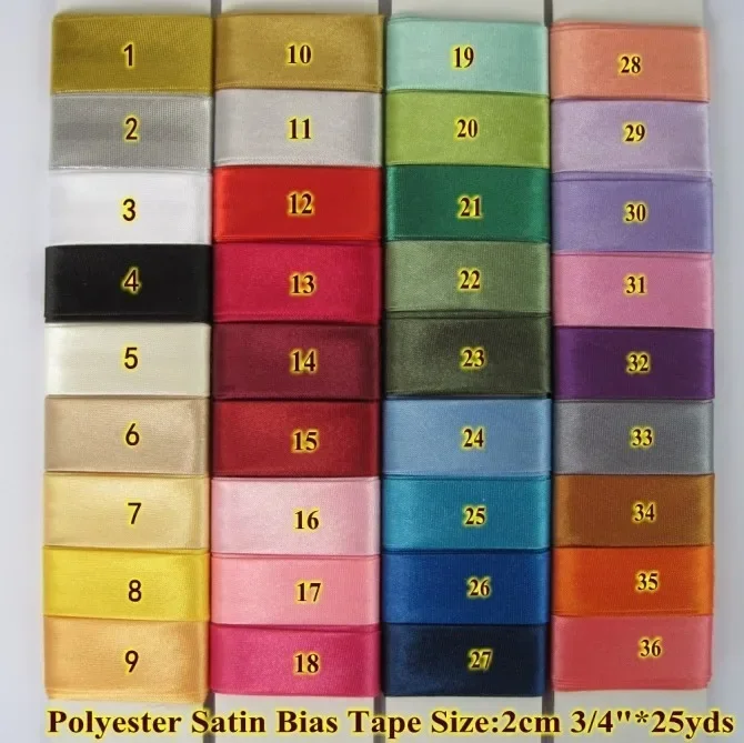 Polyester Satin Bias Binding Tape,bias Binding Size:20mm,3/4\