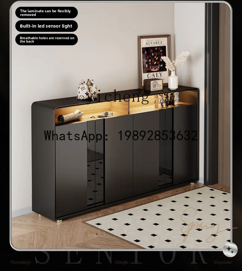 

European-style entrance shoe cabinet integrated cabinet large capacity multi-layer large sofa entrance cabinet