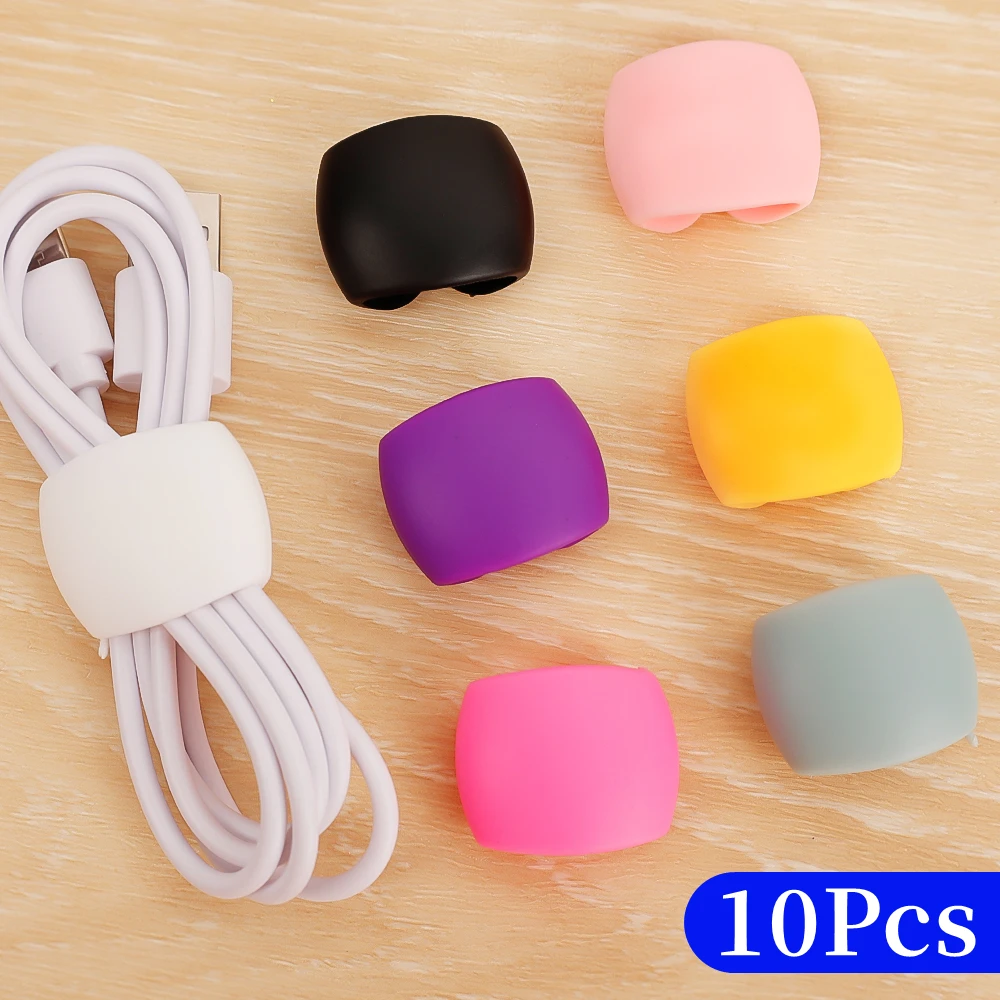 Organizador de Cables de 1 a 10 piezas, hebilla de Cable, gestión de auriculares para carga USB, soporte bobinador, Clips para uso en el hogar y la Oficina