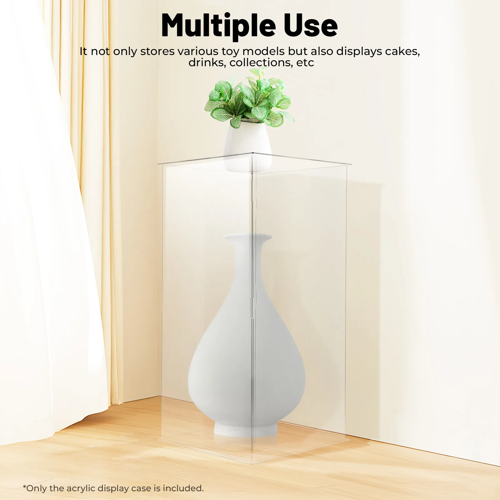 

30*30*60cm Clear Freestanding Acrylic Display Case Acrylic Display Stand Acrylic Display Box with Top Plate