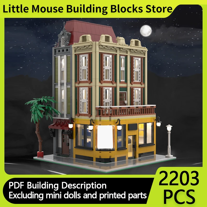 

Модель City Street View MOC, строительные кирпичи, игрушки, магазин покупок, модульные технологии, подарки, праздник, сборка, детские игрушки, костюм