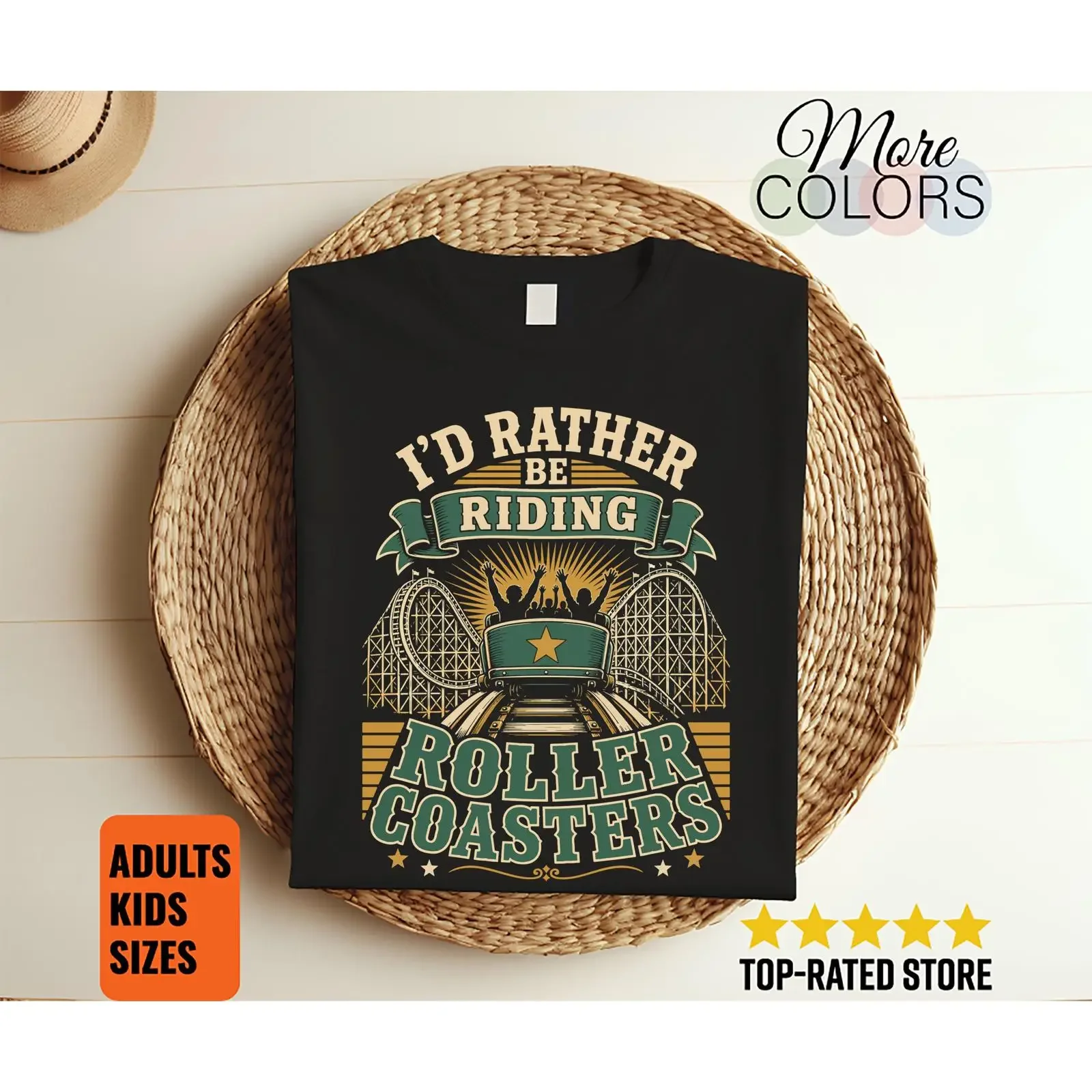 I'd Rather Be Riding Roller Coasters T Shirt Vintage Amusement Park Thrill Seeker Theme Ride Lover Retro  vintage Washed