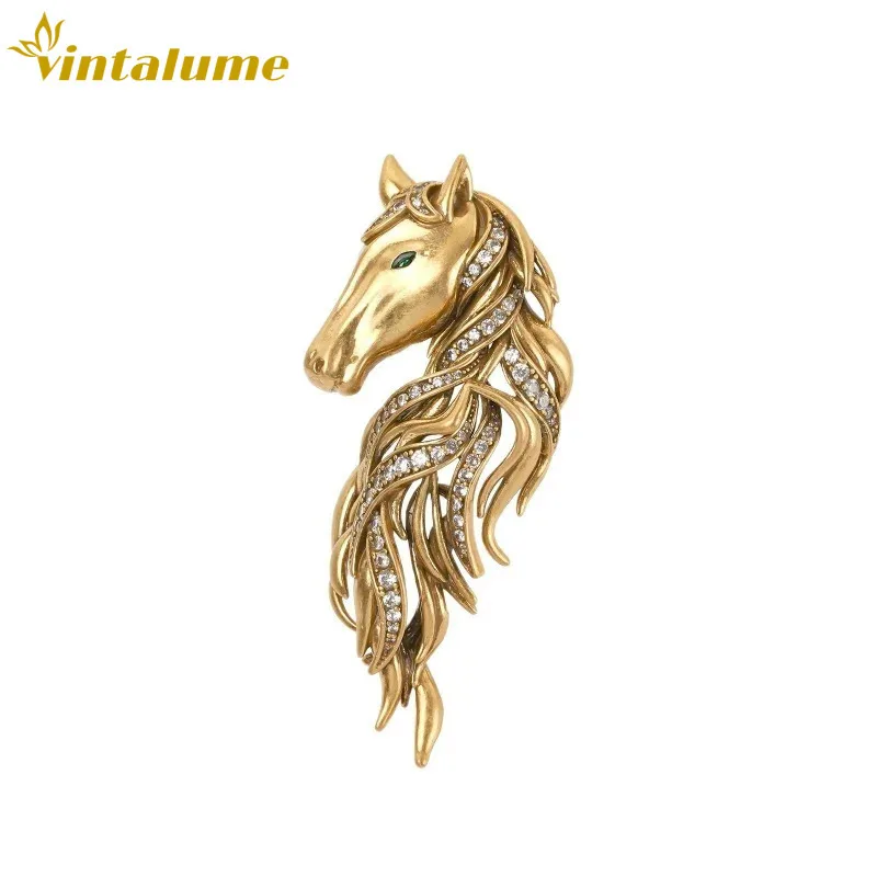 

Броши винтажного дизайна из медного сплава с кубическим цирконием в форме лошади 3D для женщин и мужчин, модные ювелирные изделия, персонализированные трендовые значки, подарок для вечеринки