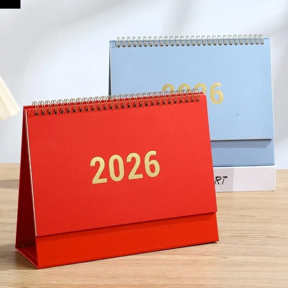 

Portable Premium Paper 2026 Desktop Calendar Writable Memo Standing Daily Planner Stable Base Coil Calendar Time Management
