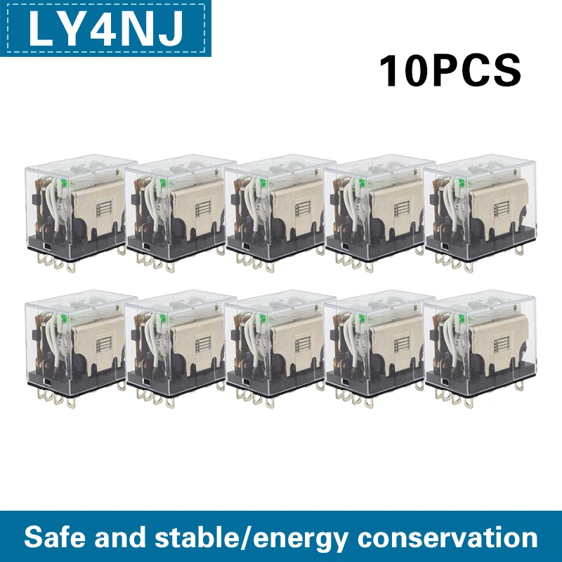 10pcs white LY4NJ HH54P LY4N-J 14 Pin AC/DC 6V 12V 24V 36V 48V 110V 220V Mini Relay Intermediate Electromagnetic Relay