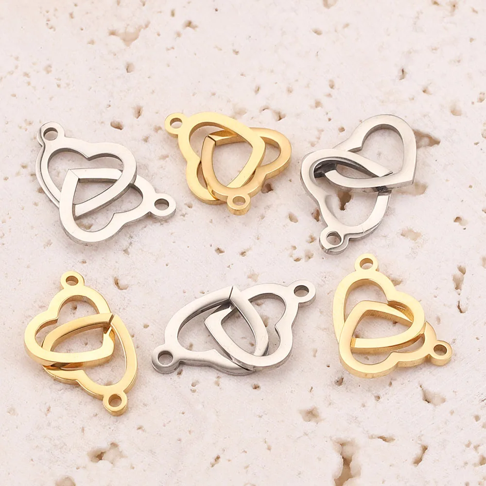 5 sztuk 12*20mm podwójne serce Charms ze stali nierdzewnej Hollow miłość zawieszki złącza dla bransoletka naszyjnik elementy do wyrobu biżuterii