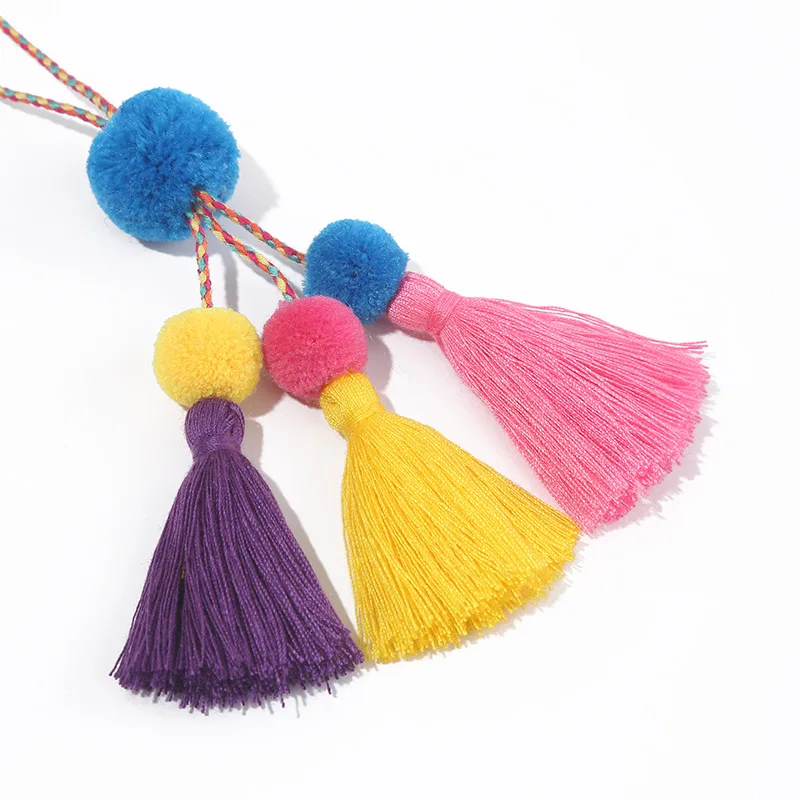 Bohemian Bag Pendant Hairball Key Ring for Women Charm Tassel Pendants Multicolor Pompom Keychain Accessories