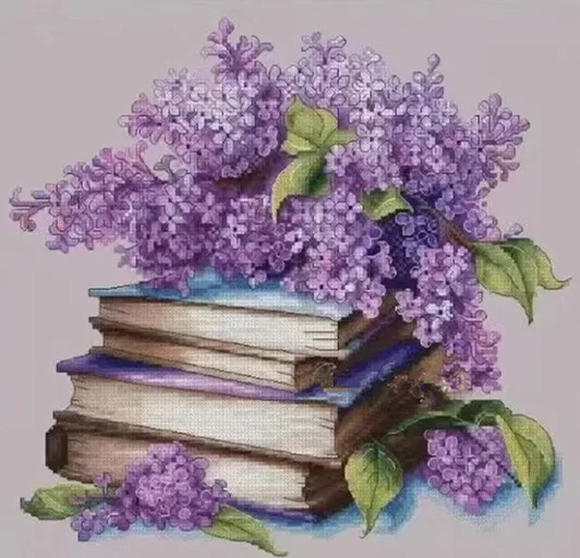 

Book Bouquet Lilac flowers 16CT 14CT Unprinted Top Quality Cross Stitch Kits Embroidery Art DIY Handmade Needlework Home Decor