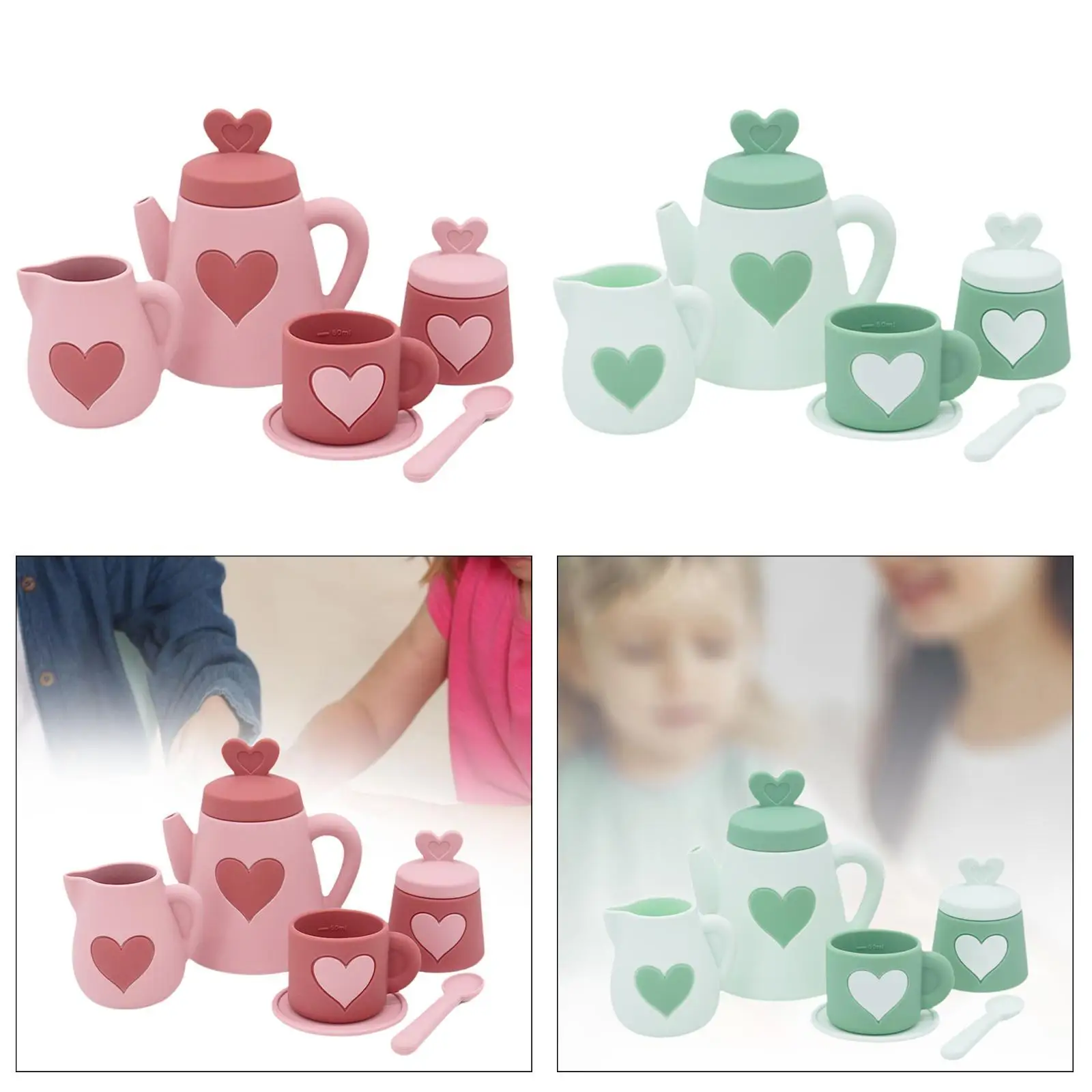 Kids Tea Party Set Kitchen Tableware Toys with Teapot, Tea Cups, Spoons, and Saucer Early Educational Montessori Toy for Gift