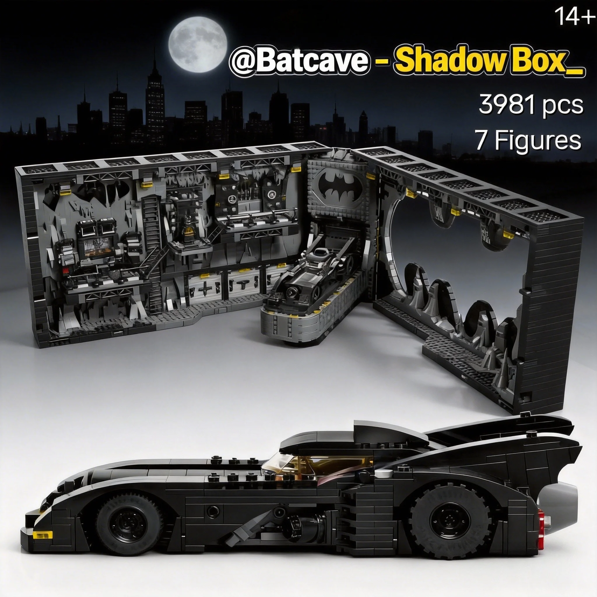 

Классическая модель 3981 деталь: Бэткейв в коробке-витрине, классический конструктор 76252, кирпичики для детей, мальчиков и взрослых, подарки на день рождения