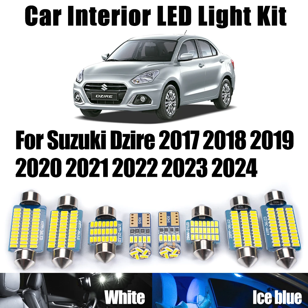 

10Pcs For Suzuki Dzire 2017 2018 2019 2020 2021 2022 2023 2024 Accessories Canbus Car LED Interior Reading Trunk Dome Light Kit