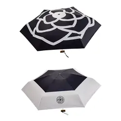 Portable Umbrella Personal Umbrella Outdoor Activities Compact 6 Ribs Camellia for Women Beach Sunny Umbrella Sun Rain Umbrella