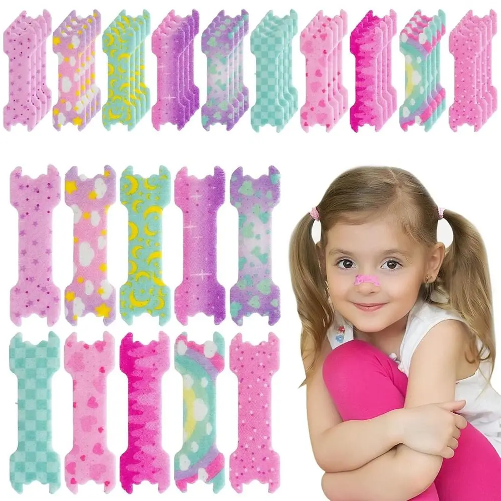 6/10 Piezas Tiras Nasales Anti-Ronquidos con Diseño de Dibujos Animados 44x14mm/55x17mm, Parches Nasales Transpirables para Niños y Niñas