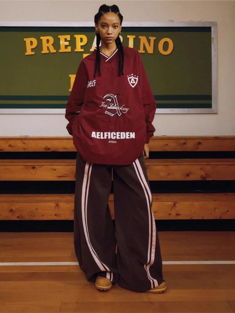 여성용 봄 컬러 블록 스트리트 스타일 레이스업 플로어 모핑 시미타 팬츠 2026