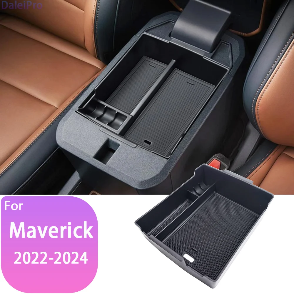 Car Armrest Box For Ford Maverick 2022 2023 2024 Center Console Organizer Tray Armrest Box Car Phone Holder Box Accessories