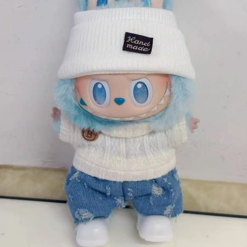 人形セーターパンツ靴セットラブブー服 17 センチメートル人形アクセサリー、女の子のためのおもちゃ、クリスマスフェスティバル誕生日プレゼント