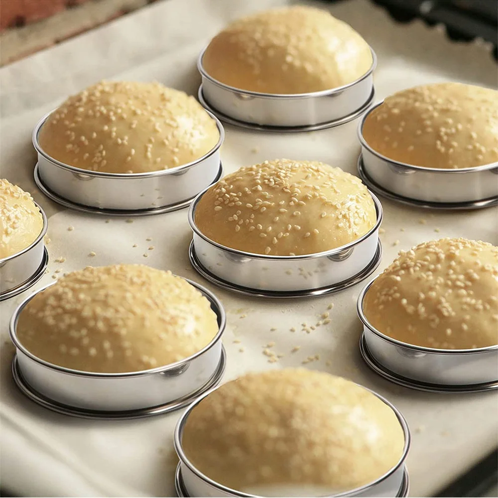 3pcs/Set English Muffin Crumpet Rings Double Rolled Tart Ring Stainless Steel Nonstick Metal Round Mold for Home Food Making Too