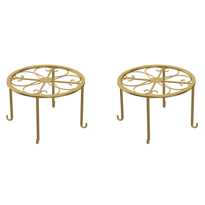 

2X Floor Iron Pot Plant Stand Flower Shelf Holder Garden Shelves Garden Plant Balcony Round Rack Home Decor
