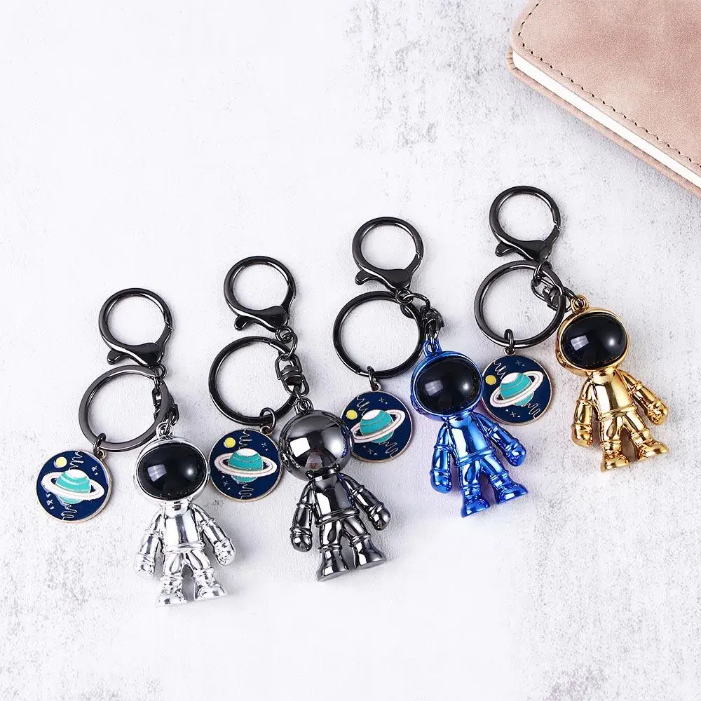 Jewelry Accessories Electroplating Universe Astronaut Keychain Action Toy Figures Planet Key Chain 3D Space Robot Keyring