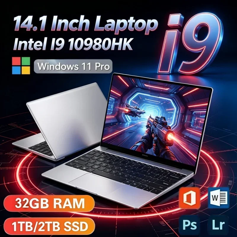 Intel I9 10980HK Processor 14.1 Inch Notebook Windows 11 32GB RAM 2TB SSD Laptop for Daily Office & Video Viewing