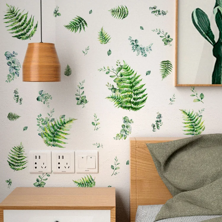 Wandaufkleber mit grünen Pflanzenblättern für Wohnzimmer, Hintergrunddekoration, Schlafzimmer, Verschönerung der Heimdekoration, selbstklebendes Wandbild – Detail 3