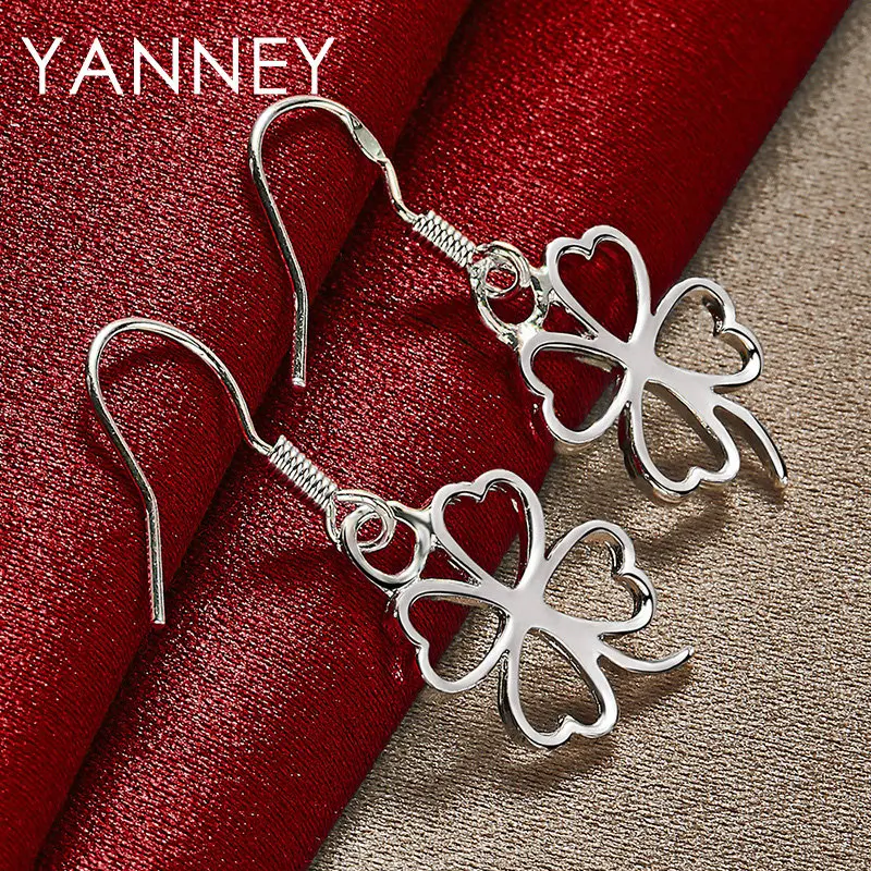 

New Fashion 925 Sterling Silver Simple Clover Women Earrings For Charm Wedding Engagement Gift Jewelry Accessories