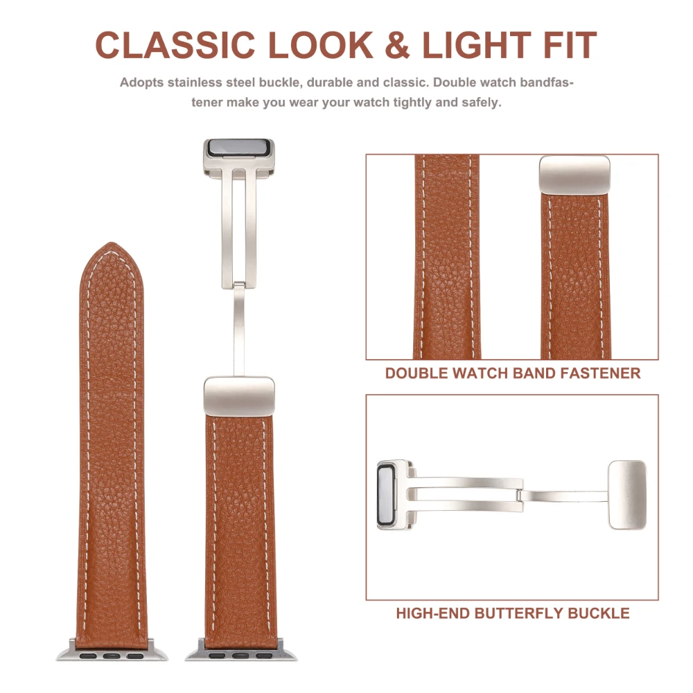 Leather Magnetic Strap For Apple Watch Ultra Band 49mm 45mm 41mm 40mm 44mm 42mm 38mm Bracelet Belt iWatch 8 7 6 5 4 3 SE Correa