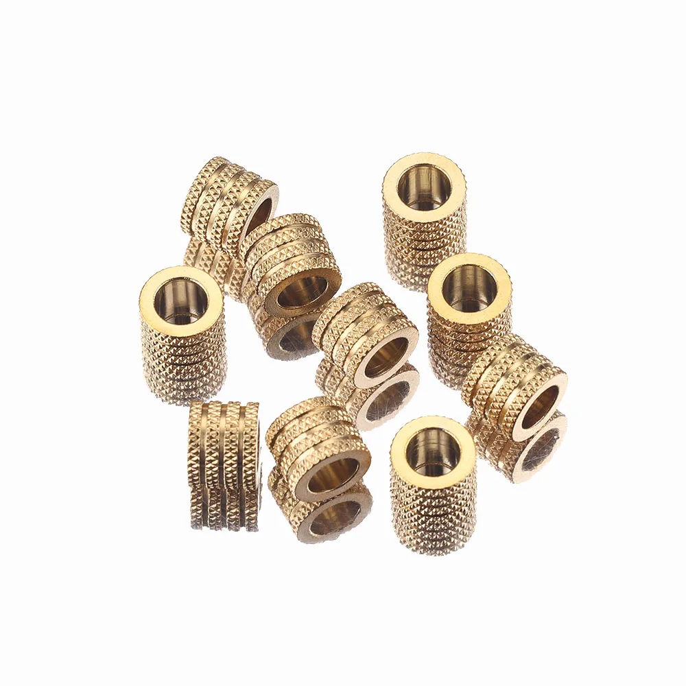 10pcs 5/6mm Gold-Plate Stainless Steel Round Gear Spacer Bead Big Hole Square Loose Beads DIY Bracelet Jewelry Making necklace